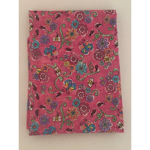 VTG Fabric  Pink Purple Blue Floral white Dot Quilting Sewing Cloth Art Crafts - Picture 7 of 16
